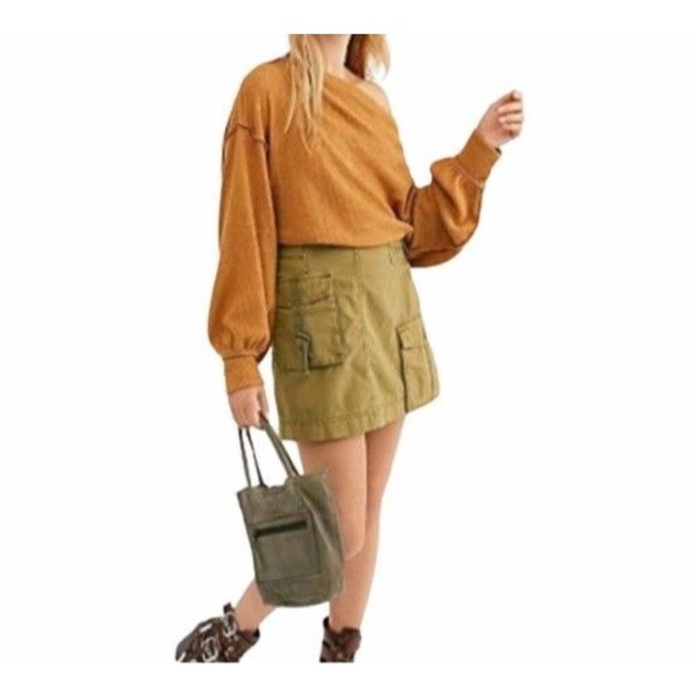 Free People Size 0 Erika Utility Cargo Mini Skirt Olive Green